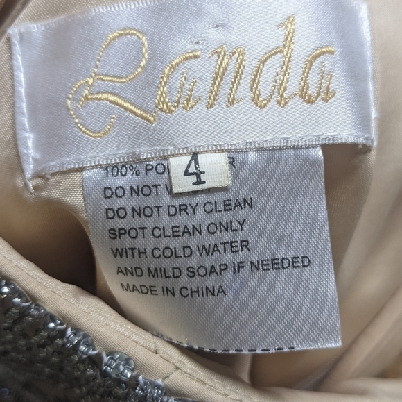 Vintage Landa cream beaded sequin prom evening special occasion dress 4 - Picture 13 of 15